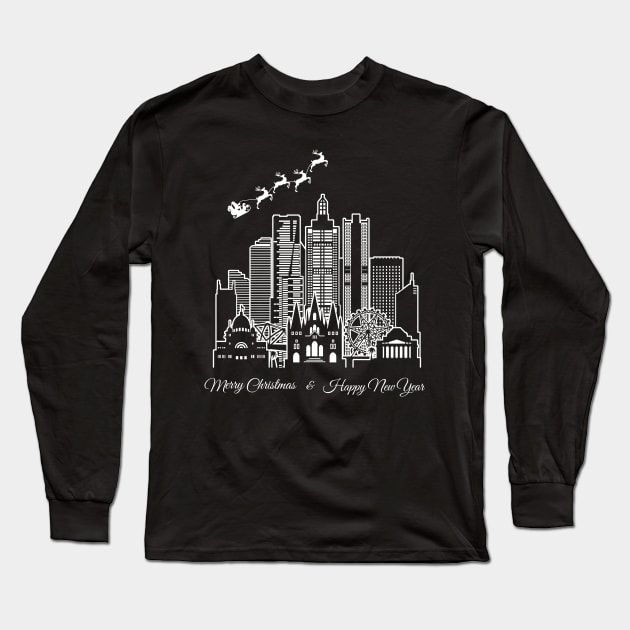 Merry Christmas Happy New Year Melbourne Australia Long Sleeve T-Shirt by travel2xplanet